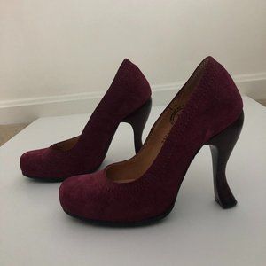 Unworn wine colored John Fluevog Heels